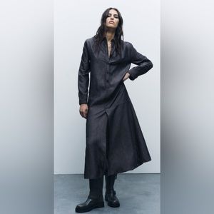 NWT Zara Linen Blend Shirt Dress. ZW Collection.
